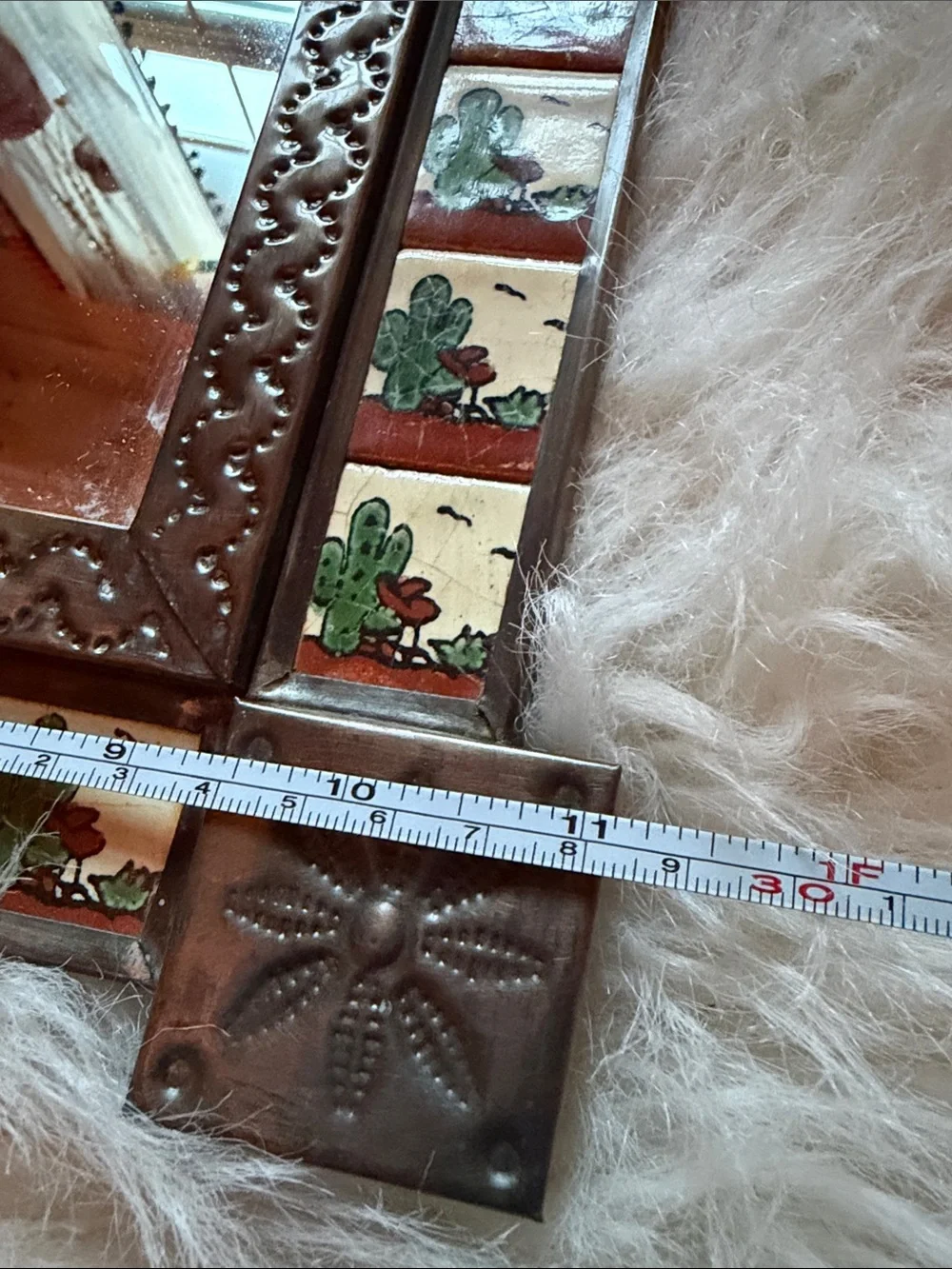 Decorative cactus Tile-Accented Wall Mirror